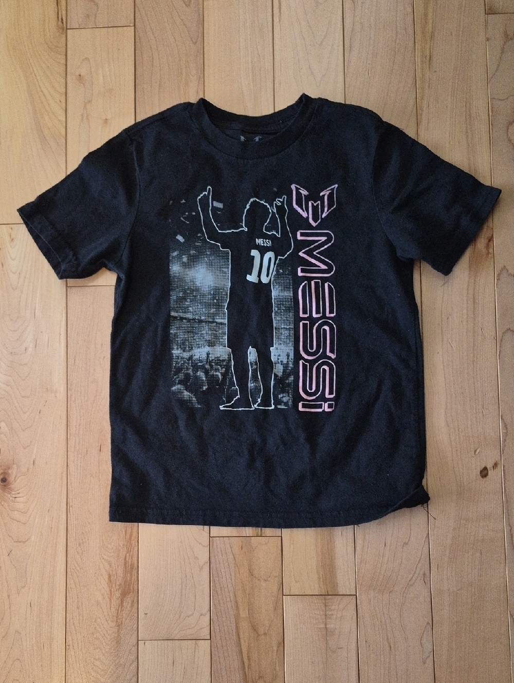 Kids Size 6 Black Messi Graphic Tee